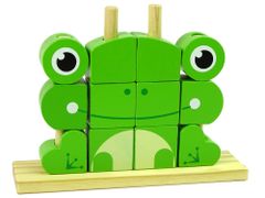 Lean-toys Kreatívne priestorové drevené bloky 3D žabie puzzle