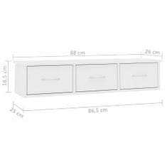 Vidaxl Nástenná zásuvková polica biela 88x26x18,5 cm kompozitné drevo