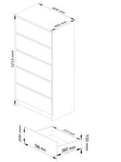 Akord Komoda Kuba 60 cm - 5 zásuviek biela lesk