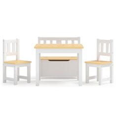 Petromila vidaXL 4-dielna sada detského stola a stoličiek, bielo béžová, MDF