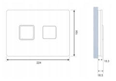 CERSANIT Accento Square, pneumatické splachovacie tlačidlo, biele sklo, S97-054