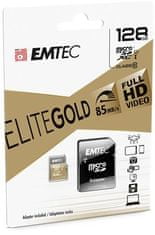 Emtec Pamäťová karta "Elite Gold", microSDXC, 128GB, UHS-I/U1, 85/20 MB/s, adaptér, ECMSDM128GXC10GP