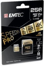 Emtec Pamäťová karta "SpeedIN", microSDXC, 256GB, UHS-I/U3/V30/A2, 100/95 MB/s, adaptér, ECMSDM256GX