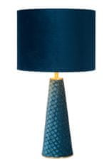 LUCIDE Stolová lampa Velvet Turquoise Blue, priemer 25cm