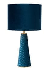 LUCIDE Stolová lampa Velvet Turquoise Blue, priemer 25cm