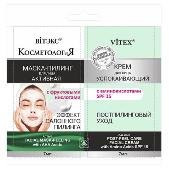 Vitex-belita KOZMETOLOGIA - Aktívna Maska Lifting na Tvár s Ovocnými Kyselinami + Krém na Tvár SPF15 (7+7ml)