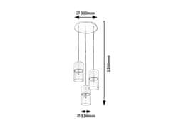 Rabalux ZELKOVA závesné svietidlo max. 3x40W | E27 | IP20 - hliník