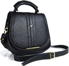 VegaLM Módna kožená kabelka v čiernej farbe