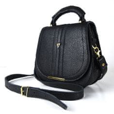 VegaLM Módna kožená kabelka v čiernej farbe