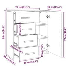 Vidaxl Komoda betónovo sivá 79x35x88 cm drevotrieska