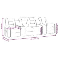 Vidaxl 4-miestna masážna sklápacia pohovka držiak pohárov bledosivá