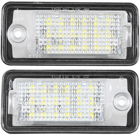 CO2 Súprava 2 LED žiaroviek na ŠPZ, AutoTune, pre Dacia Logan II, Dacia Sander II, Nissan Interstar, Nissan NV200, Nissan NV300, Nissan NV400, Opel Movano A, Opel Movano B, Opel Vivaro B, L0006