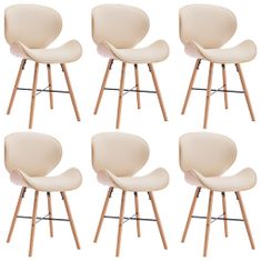 Vidaxl Jedálenské stoličky 6 ks, krémové, umelá koža a ohýbané drevo