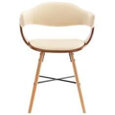 Vidaxl Jedálenské stoličky 4 ks, krémové, umelá koža a ohýbané drevo