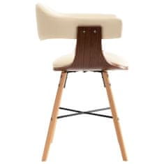 Vidaxl Jedálenské stoličky 4 ks, krémové, umelá koža a ohýbané drevo