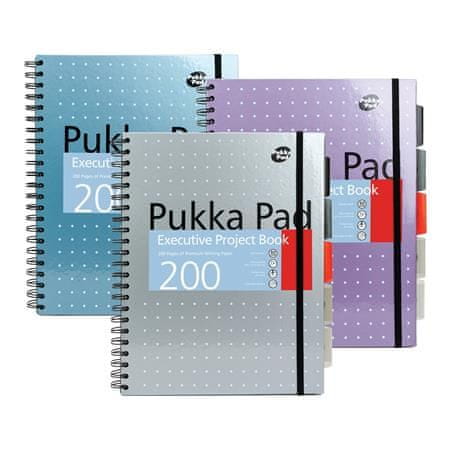 Pukka Pad Špirálový zošit "Metallic Project Book", mix farieb, A4+, linajkový, 100 listov, D 6970-MET