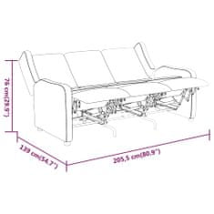 Vidaxl 3-miestna pohovka, tmavosivá, čalúnená látkou