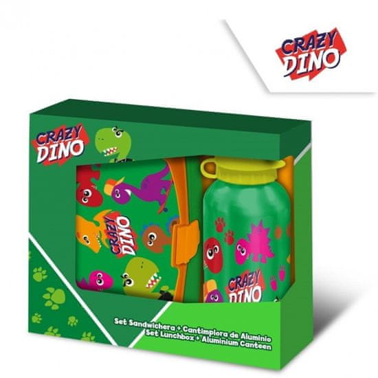 KIDS LICENSING Súprava na desiatu / box + fľaša CRAZY DINO, KL10834