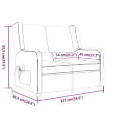 Vidaxl 2-miestne rozkladacie masážne kreslo, farba taupe, čalúnené látkou