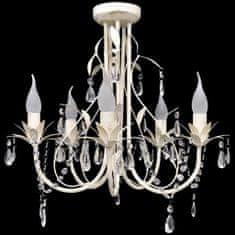 Petromila vidaXL Krištáľový visiaci luster, elegantný, biely, 5 objímok na žiarovky