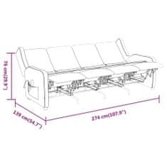 Vidaxl 4-miestne rozkladacie masážne kreslo, tmavosivé, čalúnené látkou