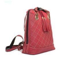 VegaLM Kožený ruksak z pravej kože so strapcami a možnosťou nosenia ako kabelky v tmavo červenej farbe