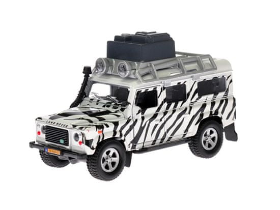 Kids Globe Land Rover safari 14 cm kovové auto na spätný chod s batériou, svetlom a zvukom v krabici