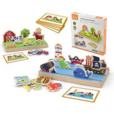 Viga Toys Drevené vzdelávacie puzzle Vzdialenosti 2v1 