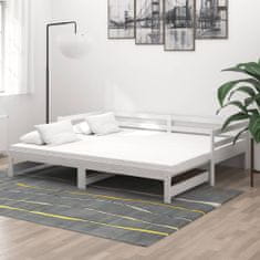 Vidaxl Výsuvná posteľ, 2 x (90x200) cm, biela, masívne borovicové drevo