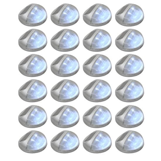 Vidaxl Vonkajšie solárne nástenné LED lampy 24 ks okrúhle strieborné