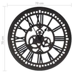 Vidaxl Nástenné hodiny, čierne, 70 cm, MDF