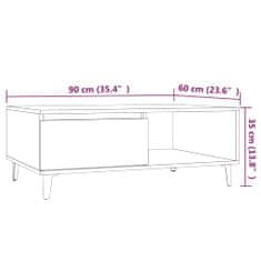 Vidaxl Konferenčný stolík, tmavý dub 90x60x35 cm, kompozitné drevo