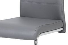 Autronic Moderná jedálenská stolička Jídelní židle koženka šedá / chrom (DCL-418 GREY)