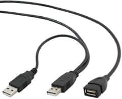 Gembird CABLEXPERT kábel USB A-A 1m 2.0 prodlužovací DUÁLNÍ pro extra napájení