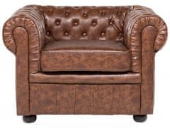 Beliani Kožené old style hnedé vintage kreslo CHESTERFIELD