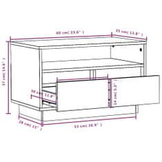 Vidaxl TV skrinka biela 60x35x37 cm masívna borovica