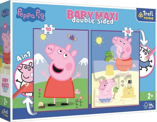 Trefl Obojstranné puzzle Prasiatko Peppa: Dobrý deň BABY MAXI 2x10 dielikov