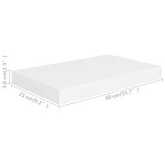 Vidaxl Plávajúce nástenné police 4 ks, biele 40x23x3,8 cm, MDF