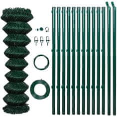 Vidaxl Drôtené pletivo so stĺpikmi, oceľ 1x25 m, zelené