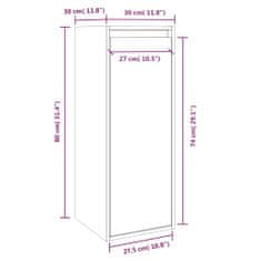 Vidaxl Nástenná skriňa 30x30x80 cm masívna borovica