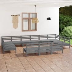 Petromila vidaXL 13-dielna záhradná sedacia súprava, sivá, borovicový masív