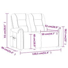 Vidaxl 2-miestne masážne sklápacie kreslo bledosivé mikrovlákno