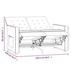 Vidaxl 2-miestne sklápacie kreslo bledosivé látkové