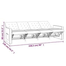 Vidaxl 4-miestne sklápacie kreslo tmavosivé látkové