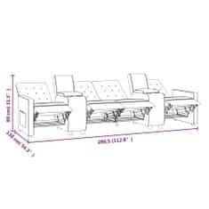 Vidaxl 4-miestna masážna sklápacia pohovka držiak pohárov vínová