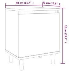 Vidaxl Nočné stolíky nohy z masívneho dreva 2ks sivý sonoma 40x30x50cm