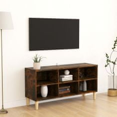 Vidaxl TV stolík nohy s drevenými nohami údený dub 103,5x30x50 cm