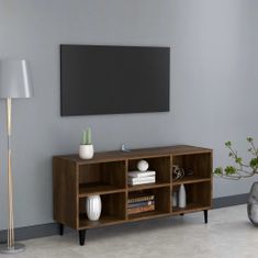 Vidaxl TV stolík s nohami z kovu hnedý dub 103,5x30x50 cm