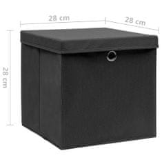 Petromila vidaXL Úložné boxy s vekom 10 ks, 28x28x28 cm, čierne