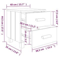 Vidaxl Nočné stolíky 2 ks tmavosivé 40x35x44,5 cm borovicový masív